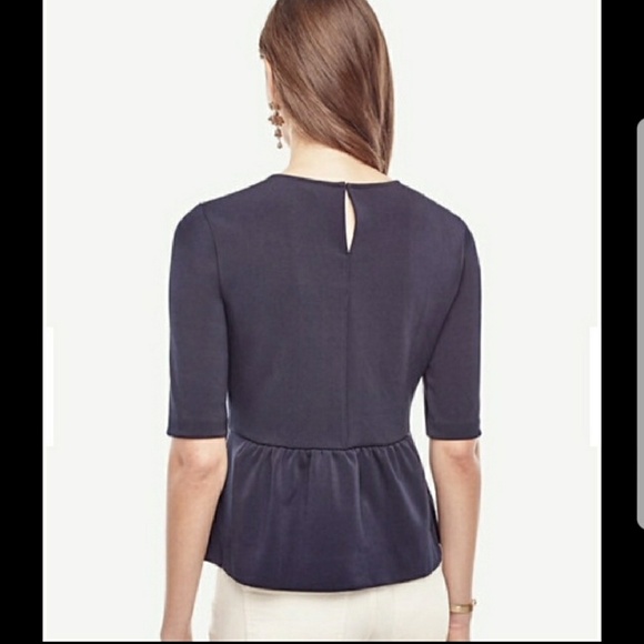 ANN TAYLOR BLUE PEPLUM Top Sz Xs - Picture 6 of 7
